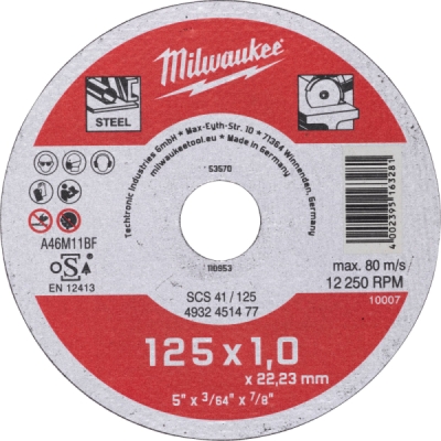 Milwaukee rezný kotúč na kov 125 × 1 mm
