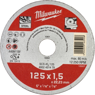 Milwaukee rezný kotúč na kov 125 × 1.5 mm