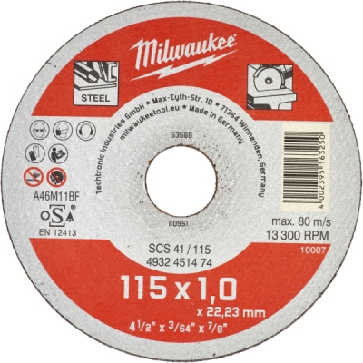 Milwaukee rezný kotúč na kov 115 × 1 mm