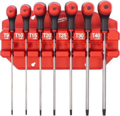 Milwaukee Skrutkovače T-rukoväť TORX T9-T40 7ks