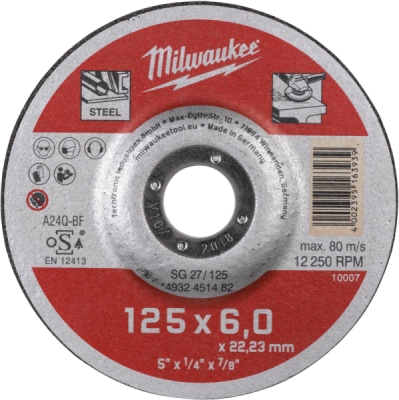 Milwaukee brúsny kotúč 125 × 6 × 22,2 mm