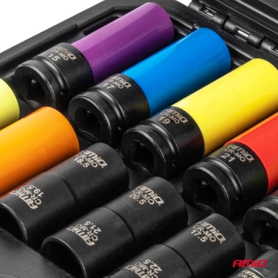 Sada hlavíc na matice kolies a poškodené matice 15–25 mm 1/2" 19el. AMIO-05076