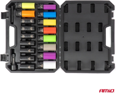 Sada hlavíc na matice kolies a poškodené matice 15–25 mm 1/2" 19el. AMIO-05076