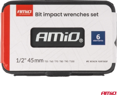 Sada úderových hlavíc s bitmi T55–T100 1/2",L 45 mm 6el. AMIO-05080