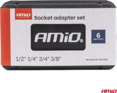 Sada adaptérov na nástrčné hlavice 1/2" 1/4" 3/4" 3/8" 6el. AMIO-05072