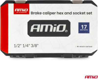 Sada hlavíc a imbusových kľúčov na brzdové strmene 1/4" 3/8" 1/2" 17el. AMIO-05077