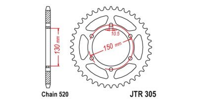 JT-Anglicko - Oceľová rozeta pre sekundárne reťaze typu 520, (46 zubov)