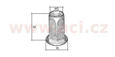 nýt maticový šestihran M5 sada 10 ks (délka 14 mm)