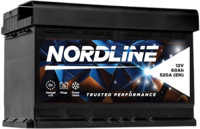 Akumulators 12V, 60Ah, 520A NORDLINE