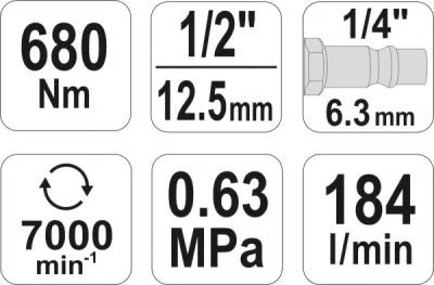 YATO Pneumatický rázový utahovák 1/2" 680Nm, YT-09524