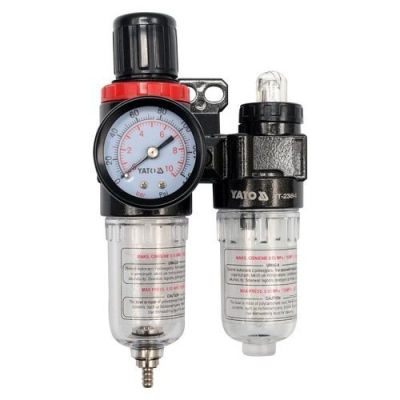 YATO Regulátor tlaku vzduchu 1/4", max. 0,93MPa, s filtrem (25ccm) a přimazáváním (15ccm), YT-2384