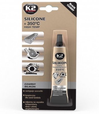 K2 SILICONE BLACK - silikon pro utěsnění části motoru při montáži, 21g