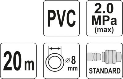 YATO Hadice vzduchová PVC 8mm, 20m, YT-24221