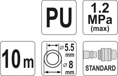 YATO Hadice vzduchová spirální PU 5,5x8mm, 10m, YT-24202
