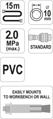 YATO Naviják se vzduchovou hadicí PVC 10mm, 15m, YT-24240