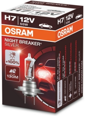 Lemputė H7 OSRAM 12V/55W PX26D NIGHT BREAKER SILVER +100%