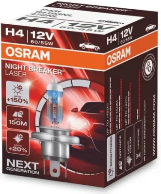 Lemputė H4 OSRAM 12V/60/55W P43T NIGHT BREAKER LASER +150%