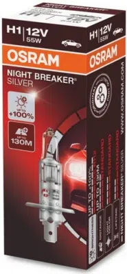 Lemputė H1 OSRAM 12V/55W +100% NIGHT BREAKER SILVER