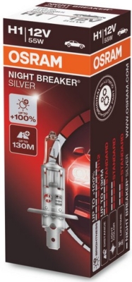 Lemputė H1 OSRAM 12V/55W +100% NIGHT BREAKER SILVER