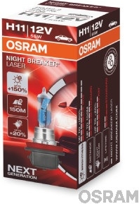 Lemputė H11 OSRAM 12V/55W +150% NIGHT BREAKER LASER