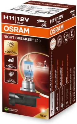 Lemputė H11 OSRAM 12V/55W NIGHT BREAKER +220%