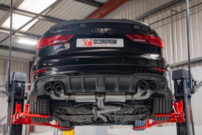 Cat/GPF-back výfukový systém bez rezonátoru, s klapkou SCORPION SAUS096CF