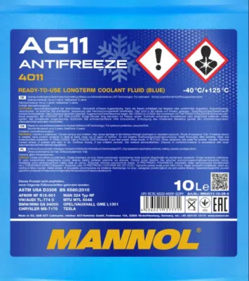 Antifriz RAZRIJEĐENI MANNOL G11 Plavi MANNOL -40C LONGTERM AG11 VW TL774C 10 L