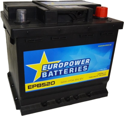 Starter akumolator EURO POWER BATTERIES 207X175X190 - 52AH
