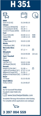 List stěrače BOSCH 3 397 004 559