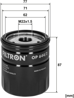 Olejový filtr FILTRON OP 644/2