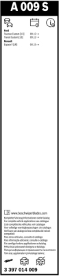 List stěrače BOSCH 3 397 014 009