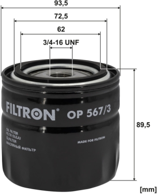 Olejový filtr FILTRON OP 567/3