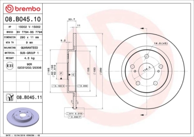 Brzdový kotouč BREMBO 08.B045.11