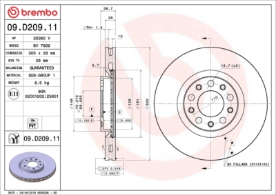 Brzdový kotouč BREMBO 09.D209.11