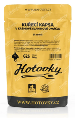 Kuřecí kapsa v krémové slaninové omáčce (1 porce)