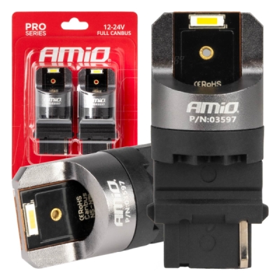 LED CANBUS PRO series 3156 P27W 2x1860SMD White 12/24V FULL CANBUS AMiO-03597