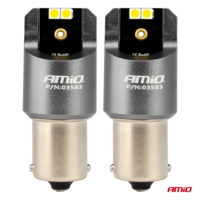 LED CANBUS PRO series BA15S P21W 4x3030 SMD White 12/24V AMIO-03583