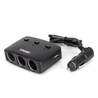 Prodlužovací zásuvka 2x USB-A ON/OFF LED 12/24V 100W 70cm AMiO-04363