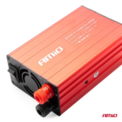 Měnič napětí AMiO 12 V/220V 300W/600W 2xUSB PI03