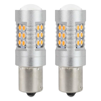 Žárovky led canbus 3030 24smd 1156 bau15s py21w amber 12v/24v AMIO 02580