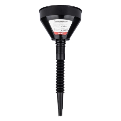 Flexibilní černý univerzální trychtýř se sítkem na vodu v kapalných pohonných hmotách 16 cm AMiO-04038