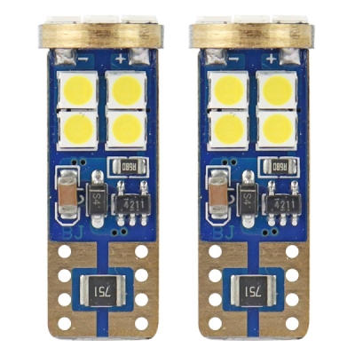 LED CANBUS 12SMD 2835 T10e (W5W) White 12V / 24V AMiO-01636