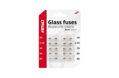 Skleněné pojistky mini (20mm) 10 ks AMIO 02394