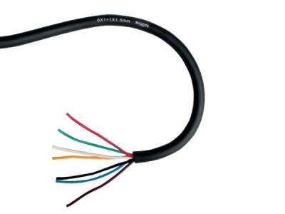 Kabel 7žilový, 6 x 1 mm + 1,5 mm, gumový plášť