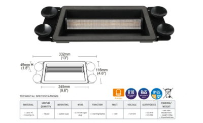 Predátor/stroboskop LED 12/24V vnitřní, s přísavkami, 332mm