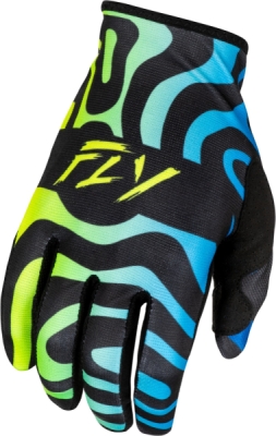 rukavice LITE, FLY RACING - USA (černá/modrá/hi-vis, vel. XL)