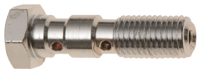 průtokový šroub dvojitý M10 x 1,25 mm (pochromovaná ocel)