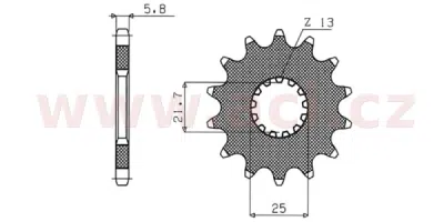 řetězové kolečko pro sekundární řetězy typu 520, SUNSTAR (15 zubů)