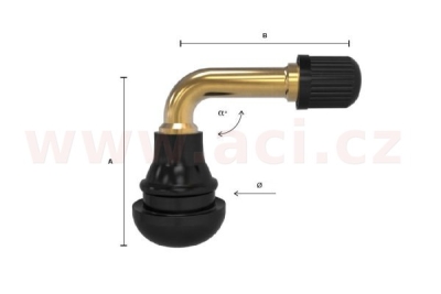 Ventil bezdušový moto, koloběžka TR411 E-Scooter 90°, pr.8,3 mm, PVR-70 ACI 9901398